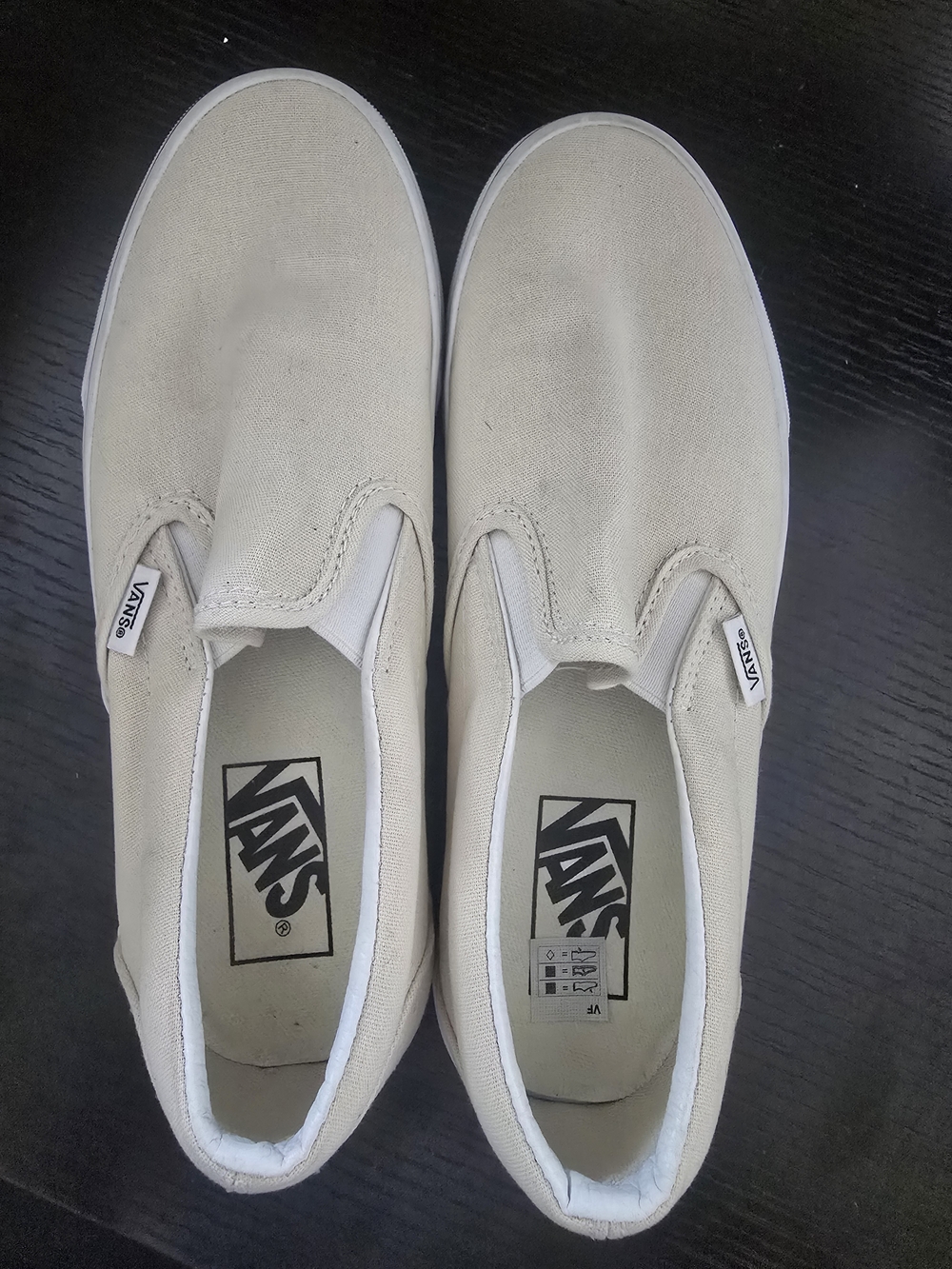 Vans Beige Slip-On Canvas Shoes - Like New (W8/M6.5)